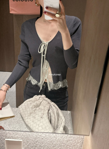 murmur Amy韩代 26早春 东大门 蕾丝吊带背心 针织开衫 假两件