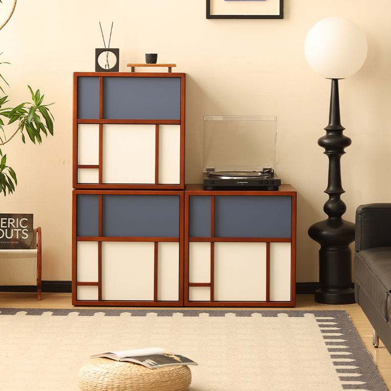 小万中古风拼色卡门柜组合电视柜