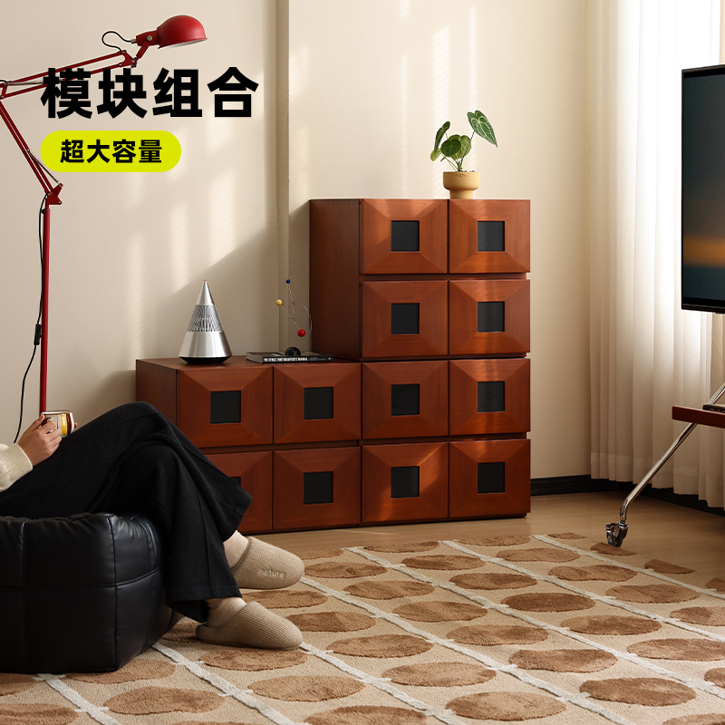 小万黄杨木中古风模块组合卡门柜