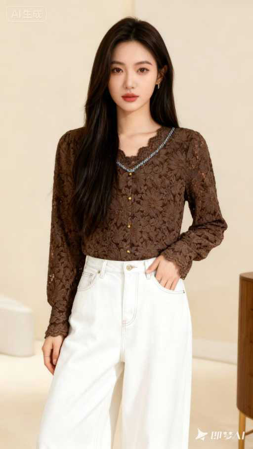 女装批发 时尚门禁单排扣V领植绒蕾丝小衫打底衫上衣秋冬正品