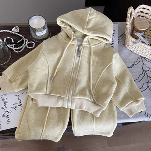 韩系童装2025春季女宝宝休闲套装女童洋气开衫外套阔腿裤两件套潮