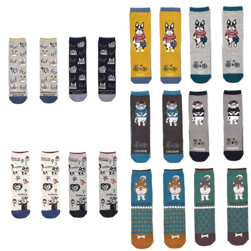 纯棉提花纯棉袜子中筒袜堆堆袜