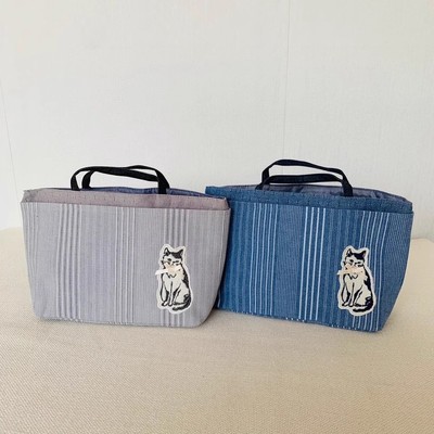 手提包便携分隔领结猫咪内胆竖条
