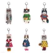 Kusuguru正品 尼泊尔手工羊毛毡钥匙扣挂件猫咪法斗挂饰品8610