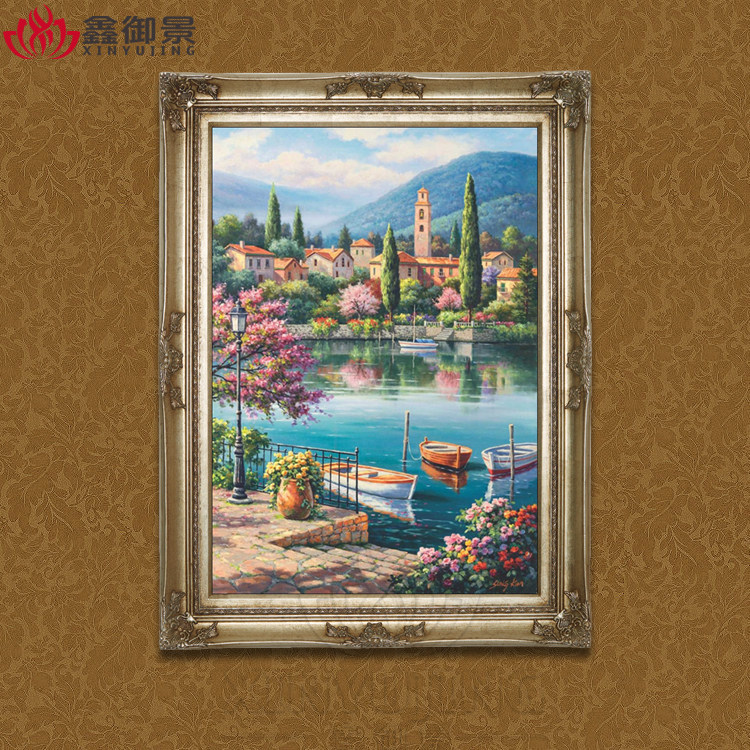 美式地中海风过道竖版手绘油画