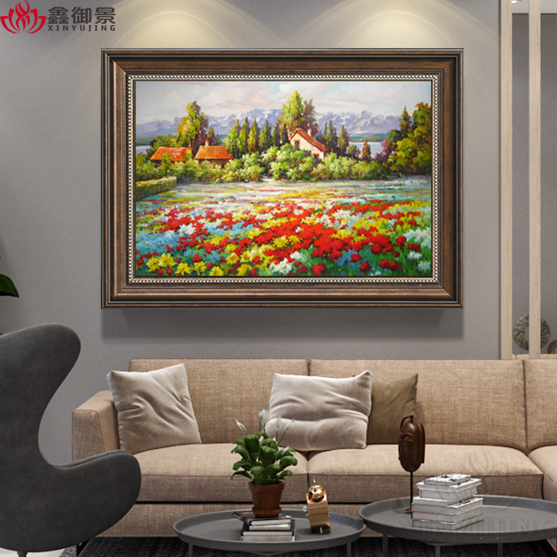 欧式印象田园风景油画客厅餐厅玄关现代简约家居装饰画纯手工挂画