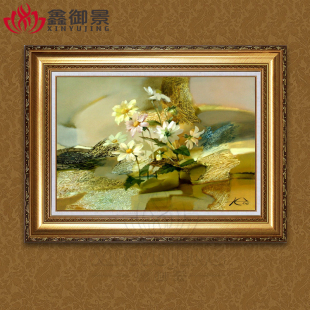 手绘抽象画客厅玄关纯手工油画现代简约轻奢装 饰挂画雏菊花卉106