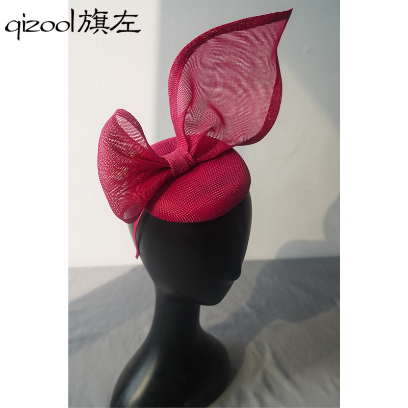 旗左 王心凌演唱会同款可爱大蝴蝶结玫红色小礼帽礼服头饰