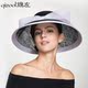 旗左 春夏复古优雅赫本风黑白撞色菲律宾麻纱大帽檐遮阳礼帽女