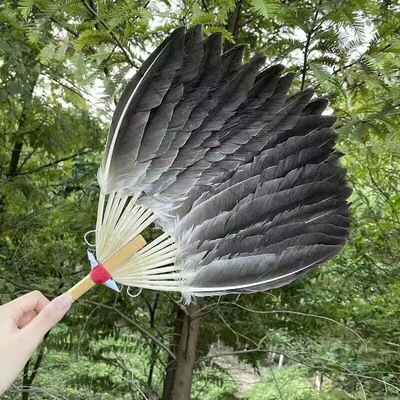 鹅毛扇孔明羽扇诸葛亮同款羽毛扇子三层羽扇工艺扇端午礼品扇子