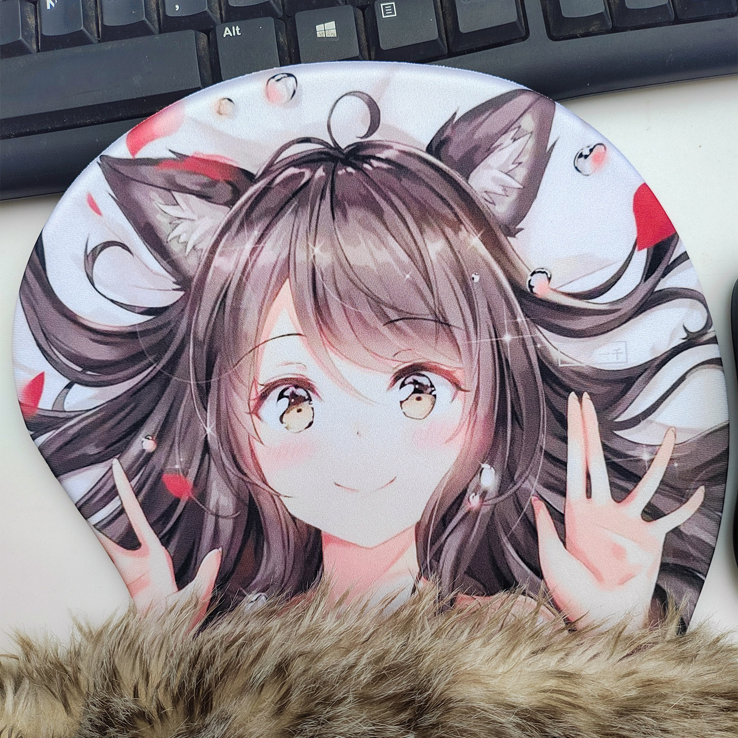 3d立体硅胶胸鼠标垫超大护腕英雄联盟阿狸滑鼠垫家用高品质出口装