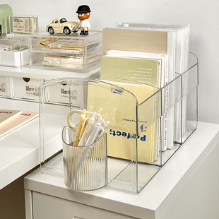 速发书立架文件架舍克力公压桌面透明书架书桌收纳教师办宿桌置物