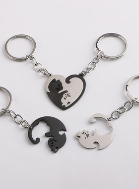 速发恋爱猫扣挂件男情侣腰饰防丢链挂520情人节挂圈品