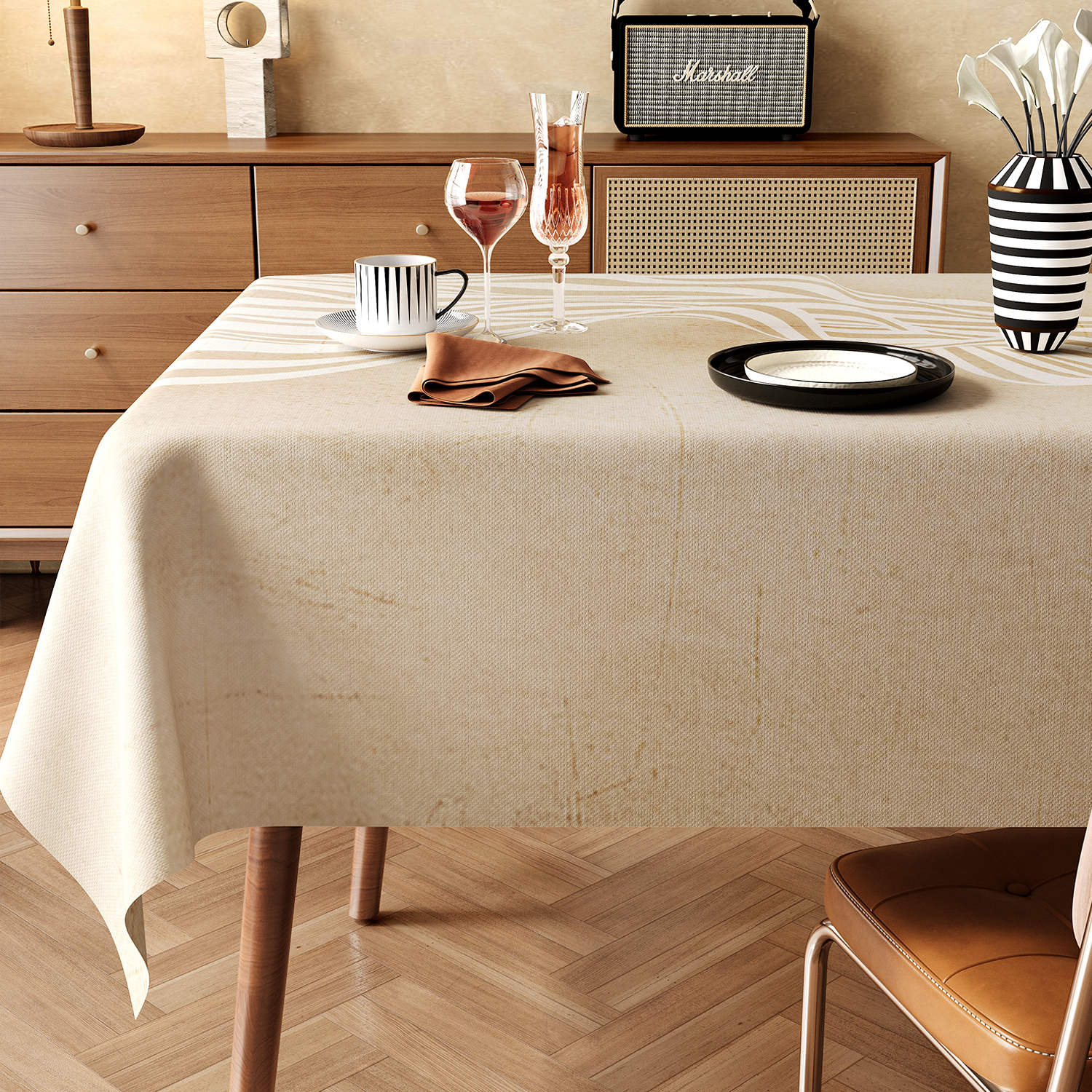 速发侘寂风桌布防水防油轻洗防烫长方形pv布餐桌c免奢高级感茶几