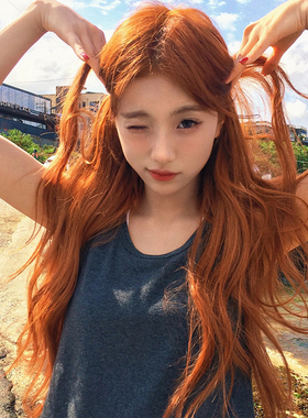 速发小苗鱼假发长卷发大发浪中分脏橘色刘海lita原宿波型全头