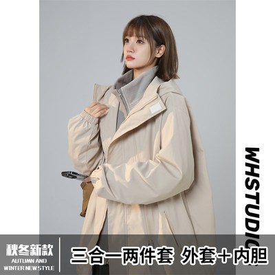 速发三合一登山服棉服冬季加厚户外棒球外套高级感棉衣大码装