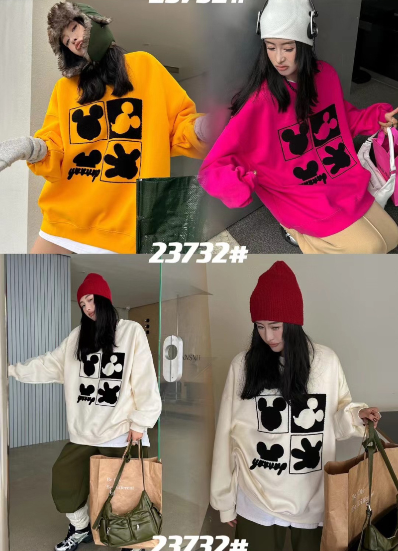 厚薄绒慵懒风韩版米奇四宫格卫衣