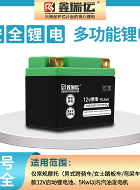 锂电池12v免维护助力踏板弯梁125摩托车锂电瓶通用发电机启动12伏