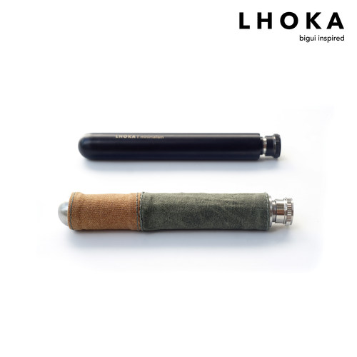 LHOKAbold随行长型酒壶不锈钢便携酒管手工保护套户外酒具