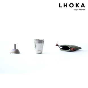LHOKA小烈性酒杯不锈钢手工收纳钛金属漏斗户外威士忌分享杯轻量