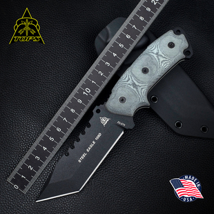 美国进口TOPS托普斯105D小号钢鹰户外高碳钢战术求生野营直刀便携