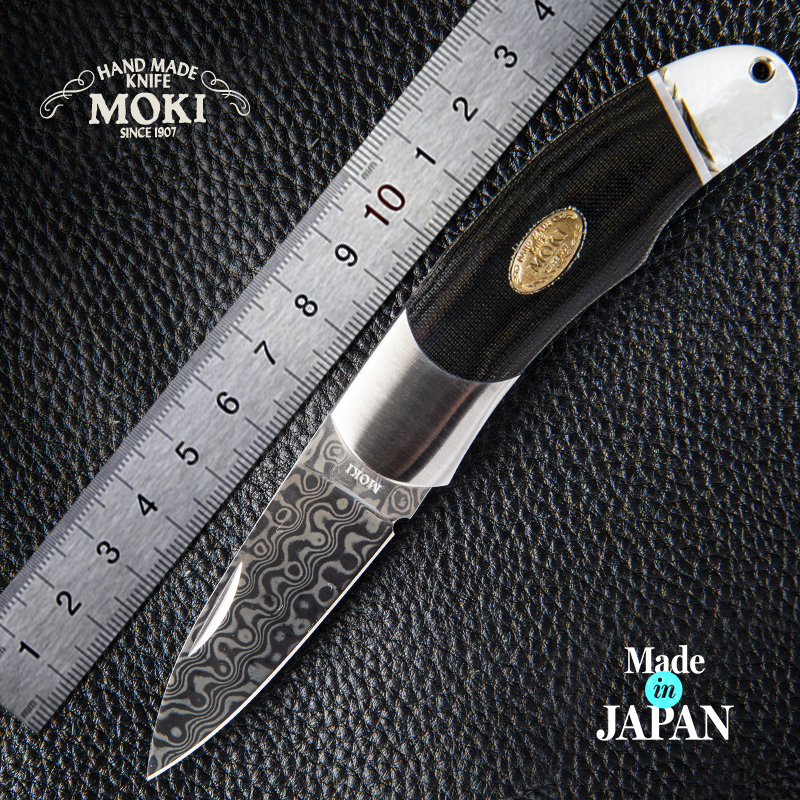 日本moki魔极手工大马士革口袋刀高端收藏把玩随身便携edc折叠刀