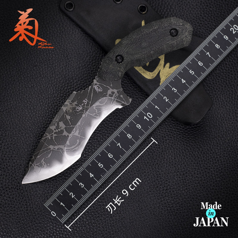 日本进口松田菊男手工刀白鹰户外高硬度战术生存装备便携直刀收藏