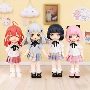 ob11娃衣 幼稚园 校园制服 衬衫 jk裙套装 p9 p10娃衣12分bjd娃衣