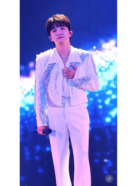 周深明星同款男士白色重工艺手工演出西服外套【光影流转】西装潮