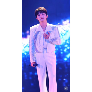 周深明星同款男士白色重工艺手工演出西服外套【光影流转】西装潮