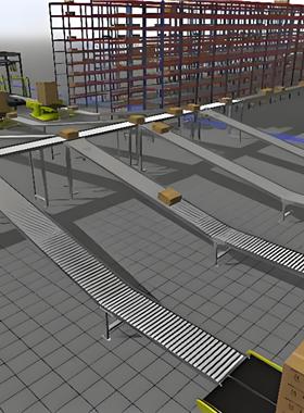 flexsim仓储agv物流穿梭车生产线配送系统建模动画仿真代做定制作
