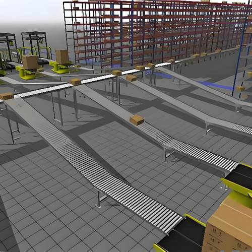 flexsim仓储agv物流穿梭车生产线配送系统建模动画仿真代做定制作