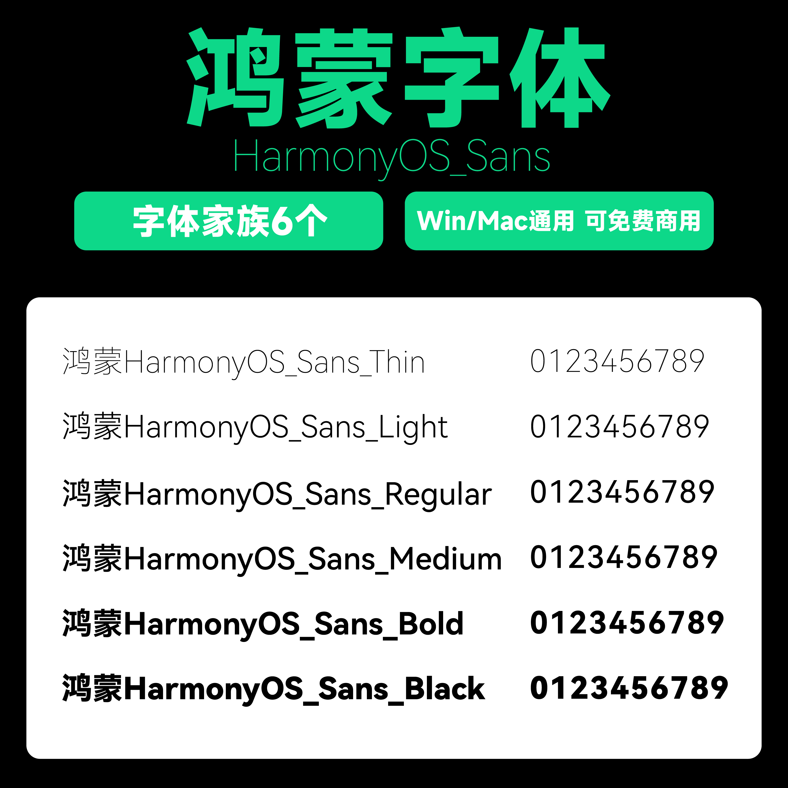 华为鸿蒙字体黑体PSAI免费可商用开源HarmonyOS Sans商用字体下载