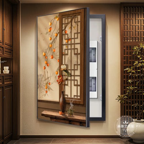 中古风大尺寸电表箱装饰画客厅宋代美学配电箱消防栓遮挡竖版挂画