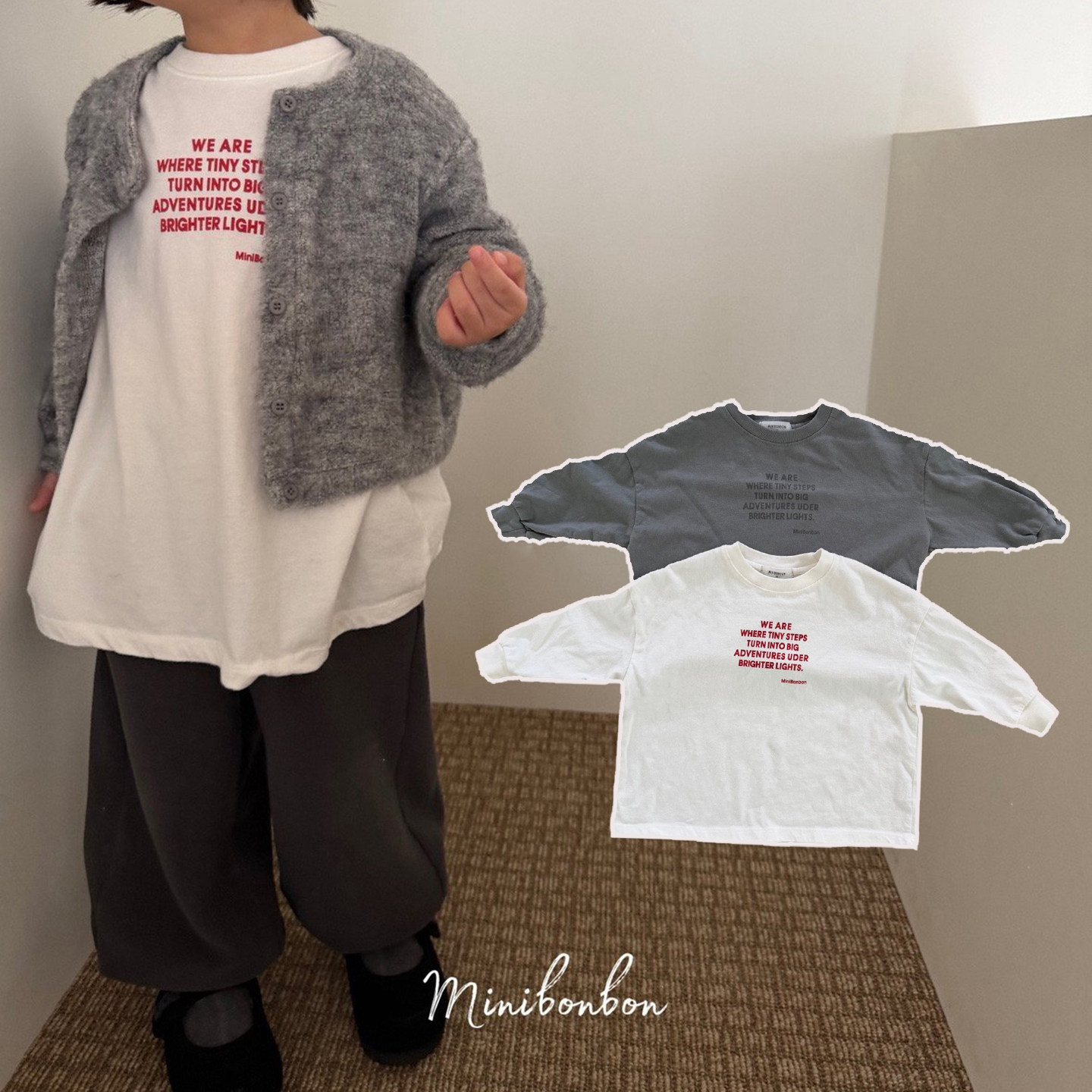 现货MNBB韩国童装25秋冬男女童休闲宽松加厚纯棉长袖T恤字母上衣,童装/婴儿装/亲子装,T恤,淘宝优惠券,粉丝福利购,淘宝优惠卷
