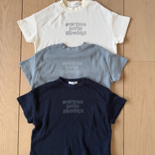 现货MNBB韩国童装26春夏男女童休闲宽松字母短袖T恤圆领半袖上衣