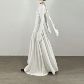 尢系UXI 早秋纯欲风一字肩飘带设计褶皱收腰显瘦荡领上衣 半裙