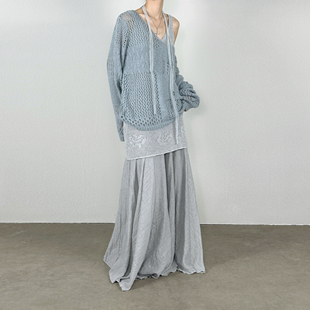 吊带叠搭套装 尢系UXI 2025早秋清冷感温柔风镂空设计感小众针织衫