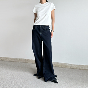 牛仔裤 尢系UXI 2025早秋摇滚复古风丹宁侧面开叉直筒显瘦拖地款