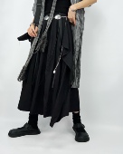 系带褶皱设计感阔腿裤 尢系UXI 暗黑系山本风裙裤 A字半身裙