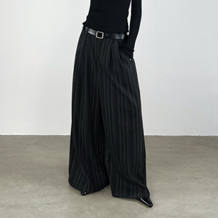 阔腿裤 尢系UXI 2025秋冬复古竖条纹宽松设计感显瘦百搭西装