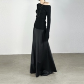 尢系UXI秋冬百搭半身裙女长裙修身 显瘦A字裙简约气质高腰包臀半裙