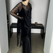 尢系UXI 2025新款 气质高级感赫本风叠搭可调节斜边吊带裙连衣裙女