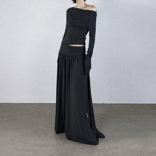 套装 纯欲风浪漫高级感抽褶设计一字领气质长袖 2025秋法式 尢系UXI