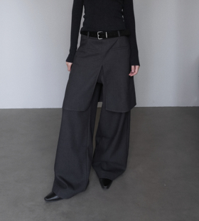 阔腿裤 叠穿设计休闲西装 秋冬假两件裙裤 尢系UXI