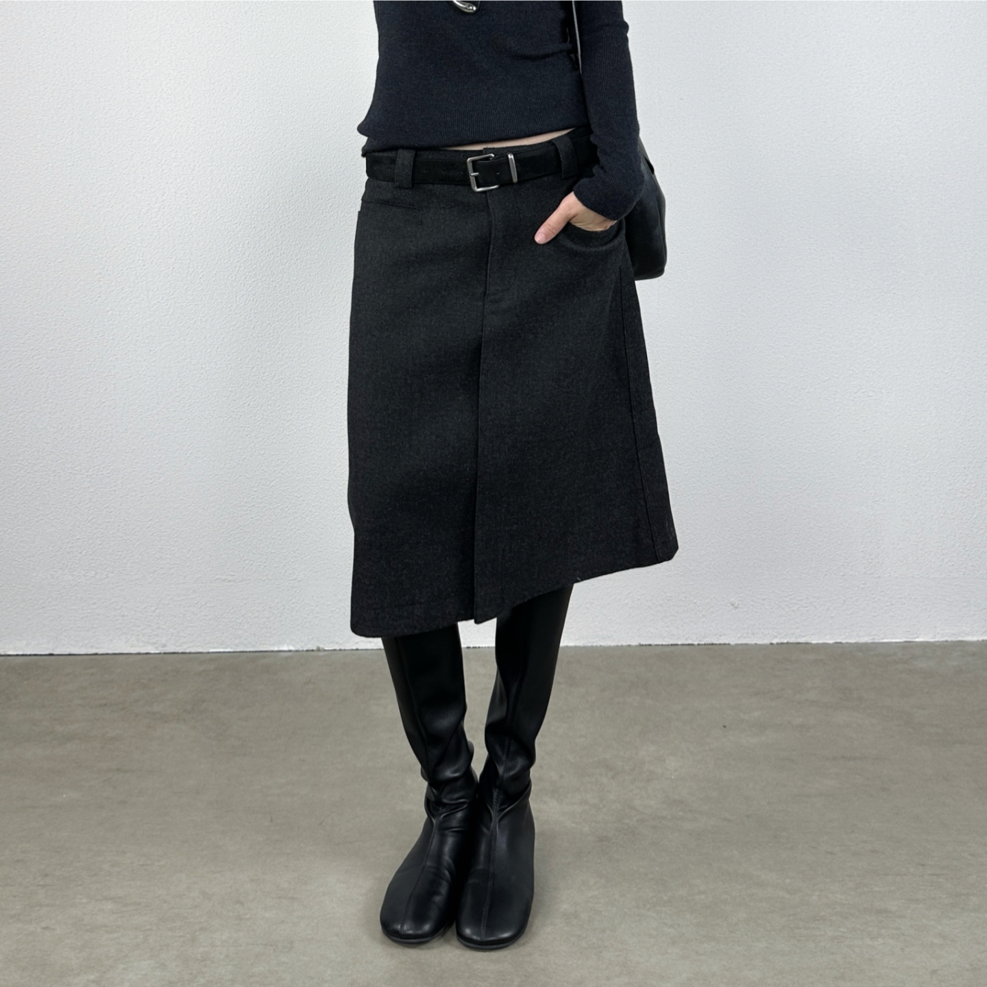 修身显瘦毛呢半身裙直筒裙百褶裙