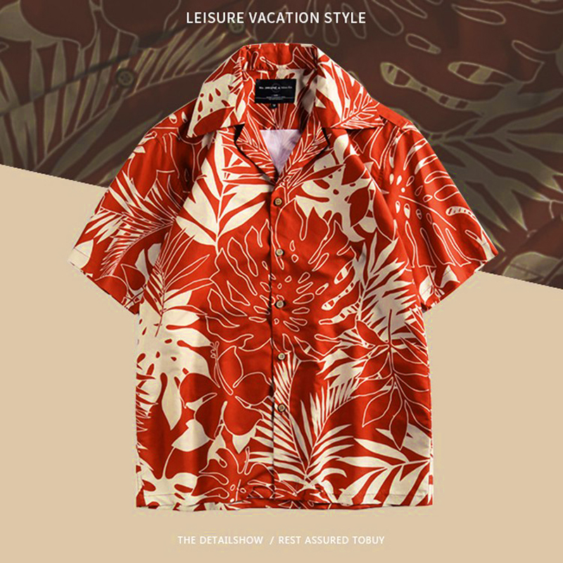 印花大码海边度假港风衬衫衬衣潮