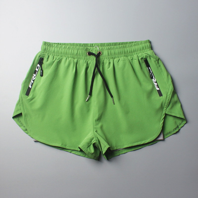 牛油果绿色沙滩裤男速干带内衬可下水宽松温泉游泳裤平角弹力短裤