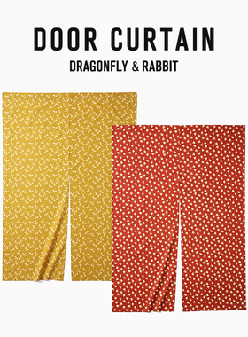 Castle Garden和风开运系竹节棉暖帘日式两片式门帘 蜻蜓青海波