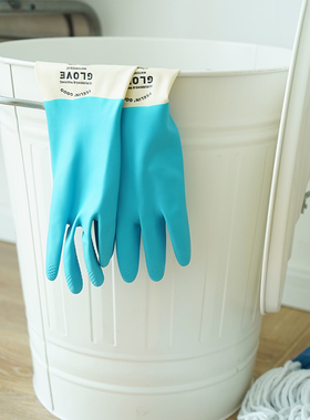 CASTLE GARDEN丁腈防水耐油防酸碱橡胶耐用家务手套 天蓝/黄绿